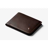 Bellroy Hide & Seek LO Java wallet showing multiple card slots and sleek leather design with Bellroy branding.