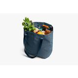 Bellroy Market Tote in Blue Steel with sturdy handles and spacious interior, perfect for daily use and shopping.