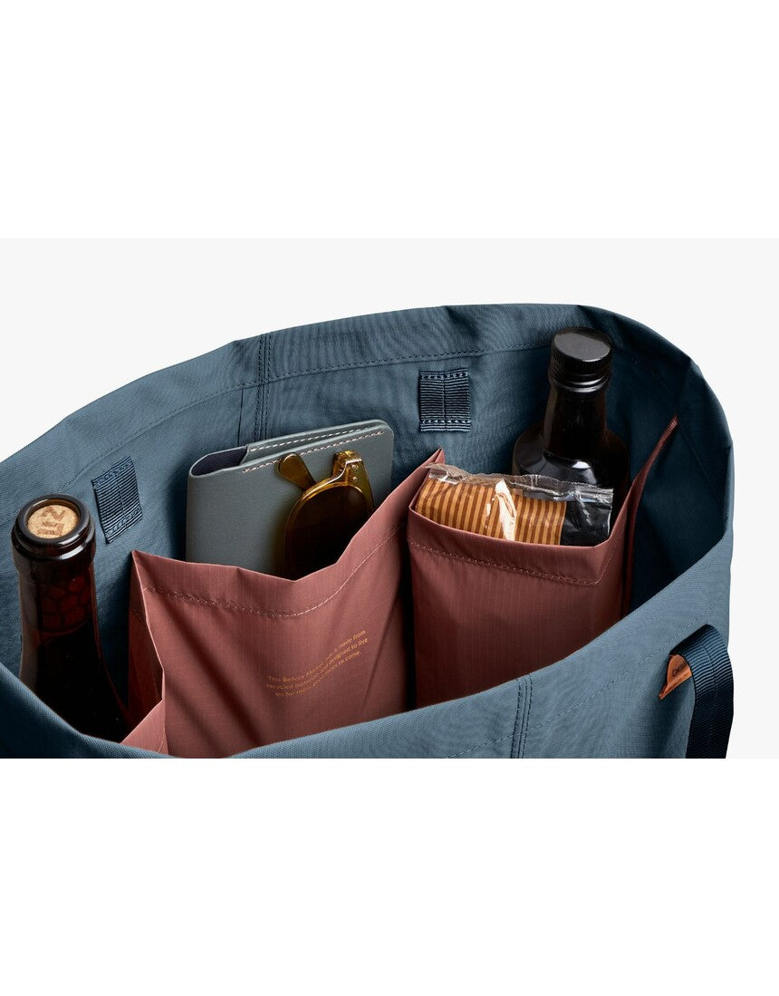 Bellroy Market Tote in Blue Steel, a stylish and spacious tote bag with sturdy handles and a sleek design for everyday use.