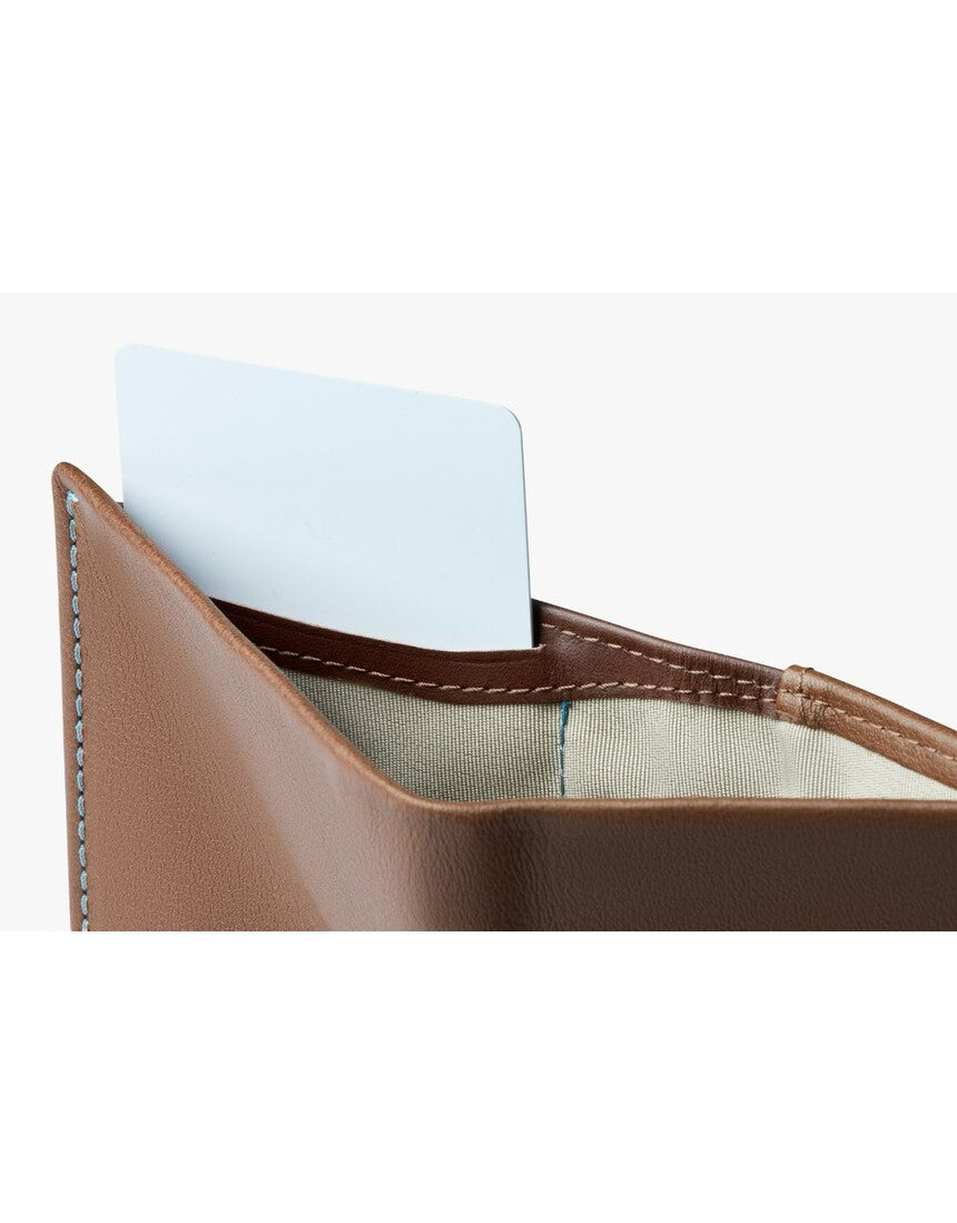 Bellroy Note Sleeve wallet in Hazelnut leather, featuring card slots and a sleek, compact design for everyday use.
