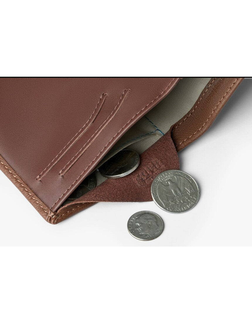 Bellroy Note Sleeve wallet in Hazelnut leather with multiple card slots and a sleek, compact design.