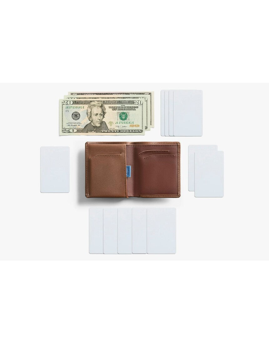 Bellroy Note Sleeve wallet in Hazelnut leather, featuring multiple card slots and a sleek, compact design.