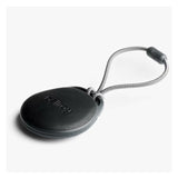 Bellroy black AirTag case with sleek design and secure strap, ideal for attaching to keys or bags.