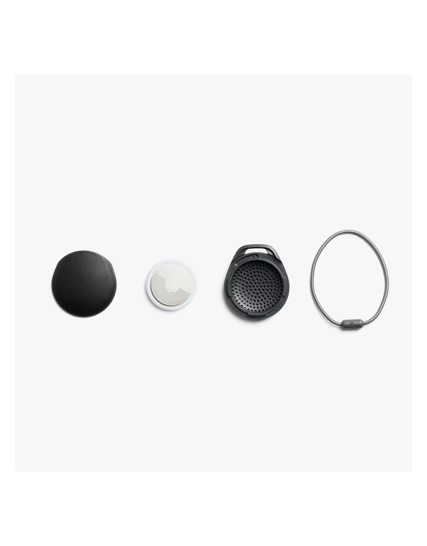 Bellroy black AirTag case with sleek design and keyring attachment for secure tracking and stylish organization.