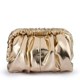 Olga Berg Betty metallic gold clutch bag with a sleek, shiny finish and elegant design for evening occasions.
