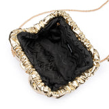 Olga Berg Betty metallic clutch bag in gold with sleek design and compact size, perfect for evening occasions.