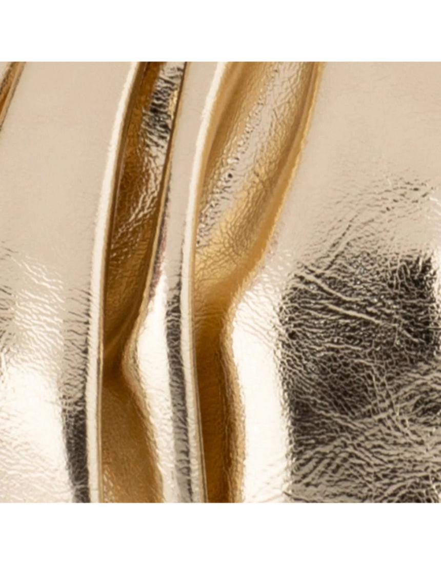 Olga Berg Betty metallic gold clutch bag with a sleek, shiny finish and elegant design for evening occasions.