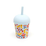 Blue Chino Club Fruits Blue Mini Smoothie Cup with straw for kids, 200ml capacity, featuring colorful fruit design.