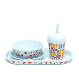 Chino Club Fruits Blue Mini Smoothie Cup and Straw set for kids, featuring a 200ml blue cup with a colorful fruit design.