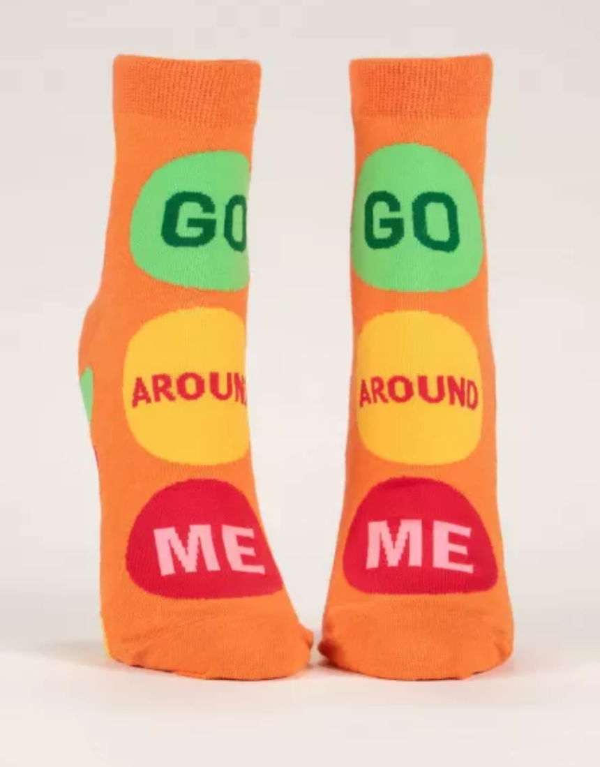 Blue Q Go Around Me ankle socks in blue with colorful pattern, designed for comfortable wear.