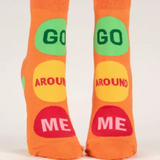 Blue Q Go Around Me ankle socks in blue with colorful pattern, designed for comfortable wear.