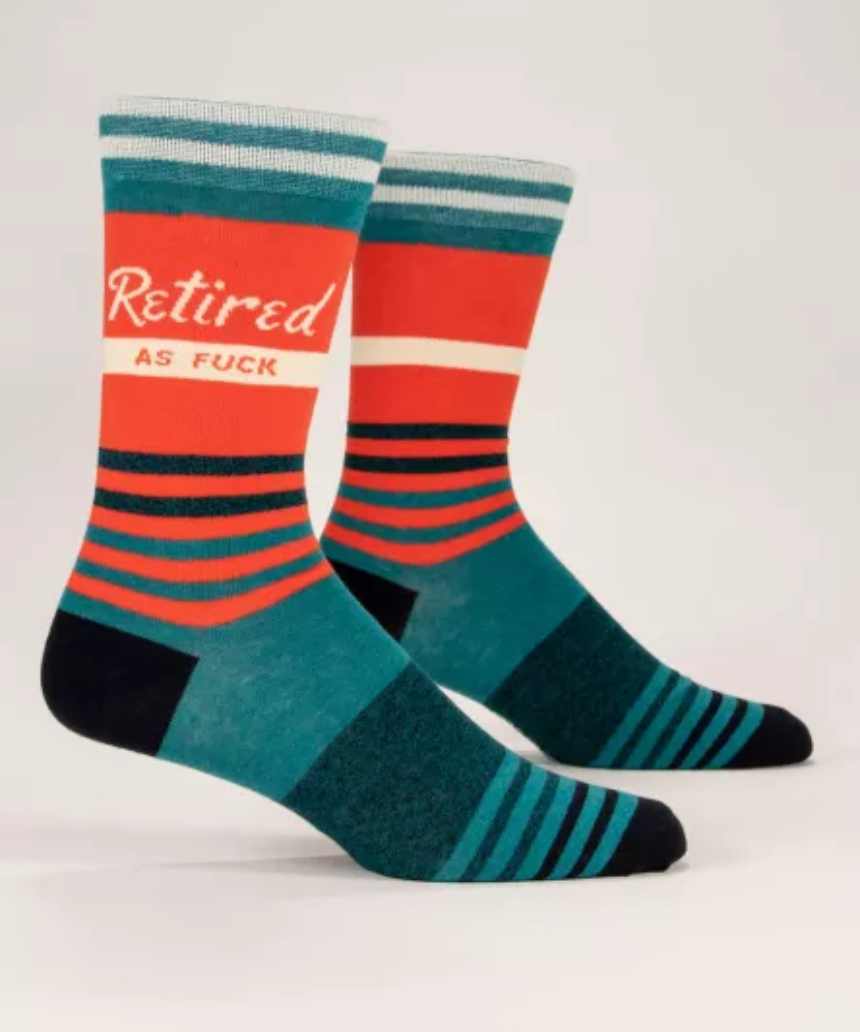 Blue Q retired M-Crew socks featuring a vibrant blue color and comfortable crew length design.