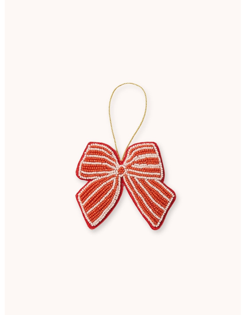 Bonnie & Neil red beaded bow Christmas decoration keksoz