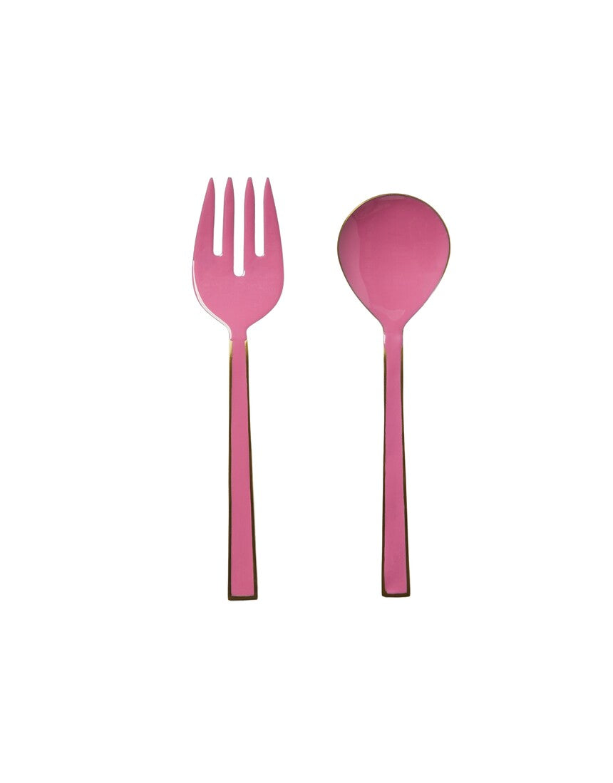 Bonnie and Neil enamel salad servers in berry color, featuring a stylish and durable design for serving salads.
