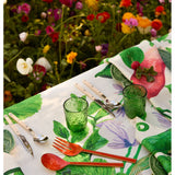 Bonnie and Neil orange enamel salad servers, spoon and fork serving utensils