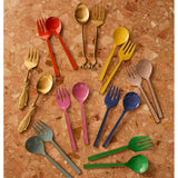 Bonnie and Neil orange enamel salad servers with glossy finish and long handles