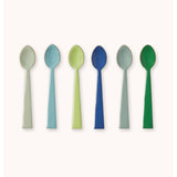 Bonnie and Neil Sky enamel teaspoon set, blue servingware spoons in a coordinating design