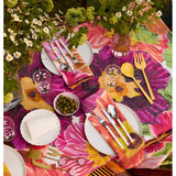 Bonnie and Neil Sunny enamel salad servers in a bright yellow and white design