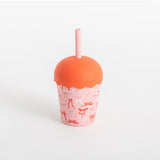 Chino Club Bows Mini Smoothie Cup with Straw, 200ml, kids' colorful plastic cup featuring bow design and a reusable straw.