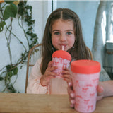 Chino Club Bows Mini Smoothie Cup and Straw for kids, 200ml, featuring colorful bow design and durable plastic construction.