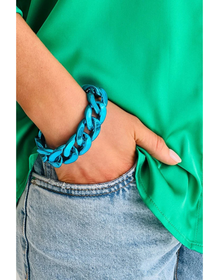 Mosk Melbourne The Met Chai bracelet featuring a blue beaded design with a metal clasp and intricate detailing.