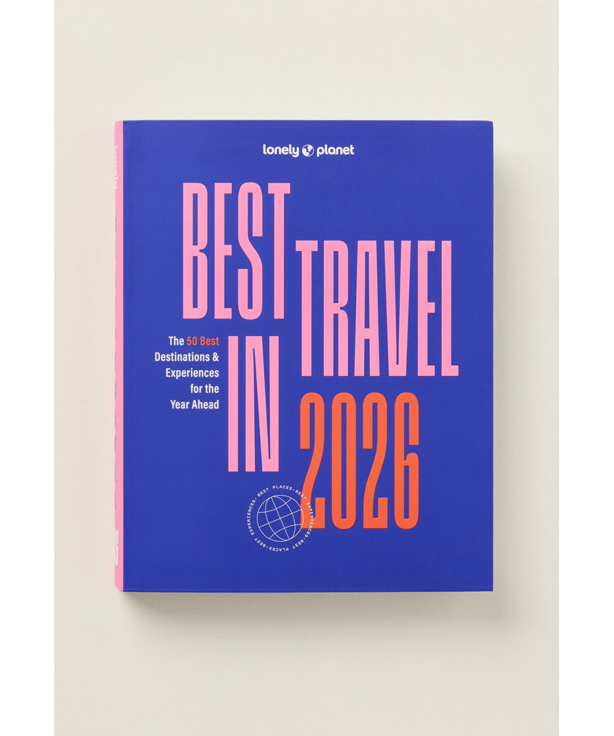 Brumby Sunstate Lonely Planet Best in Travel 2026 book cover, travel guide with scenic images and travel tips.