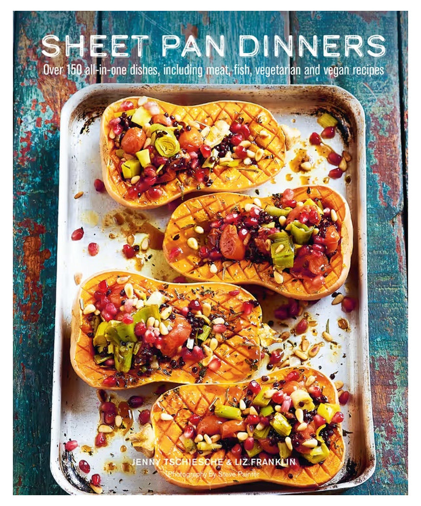 Brumby Sunstate Sheet Pan Dinners book cover featuring colorful images of baked sheet pan meals and recipe illustrations.