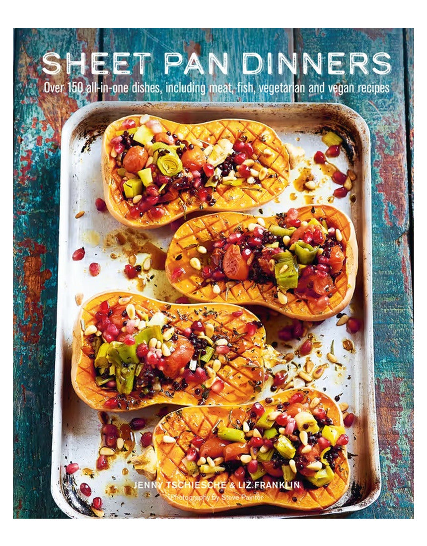 Brumby Sunstate Sheet Pan Dinners book cover featuring colorful images of baked sheet pan meals and recipe illustrations.