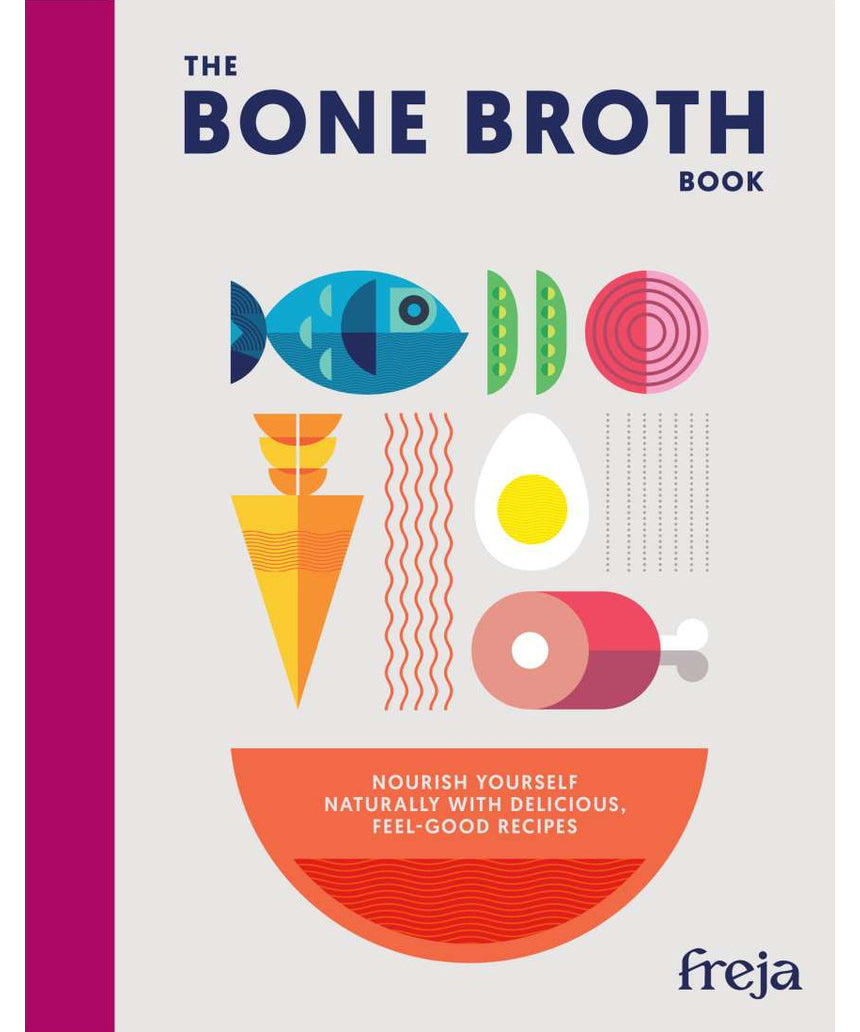 Cover image of Brumby Sunstate's "The Bone Broth Book" showing the book's title and design details.