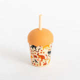 Chino Club kids' smoothie cup featuring colorful Australian bush tucker animals and a straw, 200ml capacity.
