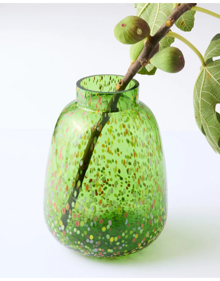 Kip & Co Garden Soiree Speckle Vase featuring a colorful speckled ceramic design on a white background