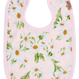 Kip & Co Sweet Daisy cotton baby bib with colorful floral design, soft fabric, and adjustable neck for comfortable feeding.