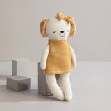 Living Textiles Paula the Puppy knitted animal toy, soft and cuddly plush puppy with detailed knitting, ideal for children.