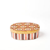 Jones & Co Samira Large Decorative Box in pink eyes design, featuring a stylish and vibrant storage solution.