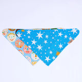 Kip & Co Happy Stars dribble bib set featuring colorful star patterns on soft fabric for babies.