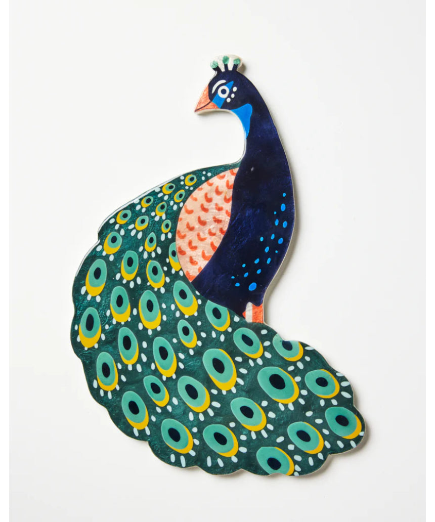 Jones & Co Canopy Peacock Wall Art, vibrant wall decor featuring a colorful peacock design on a decorative canvas.