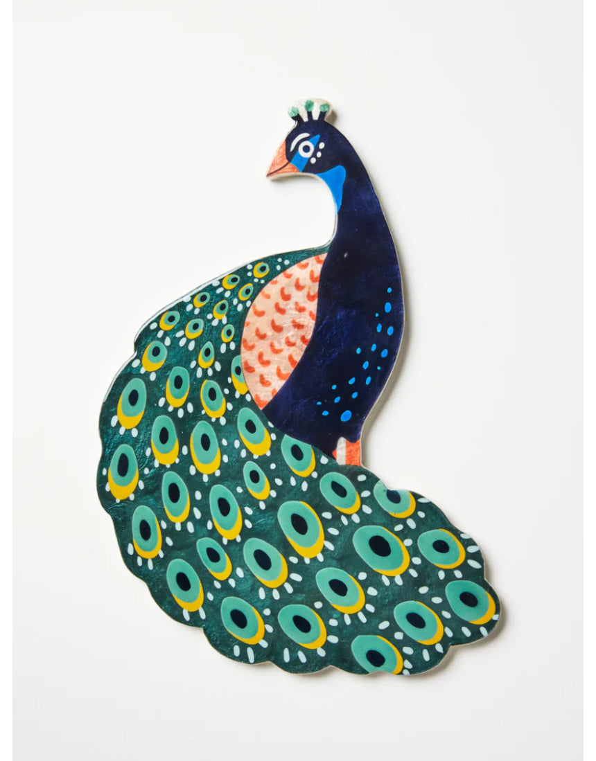Jones & Co Canopy Peacock Wall Art, vibrant wall decor featuring a colorful peacock design on a decorative canvas.