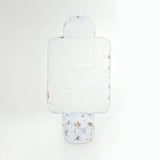Living Textiles waterproof travel change mat featuring Australasian-inspired print, soft fabric, and secure sides for baby changing on the go.