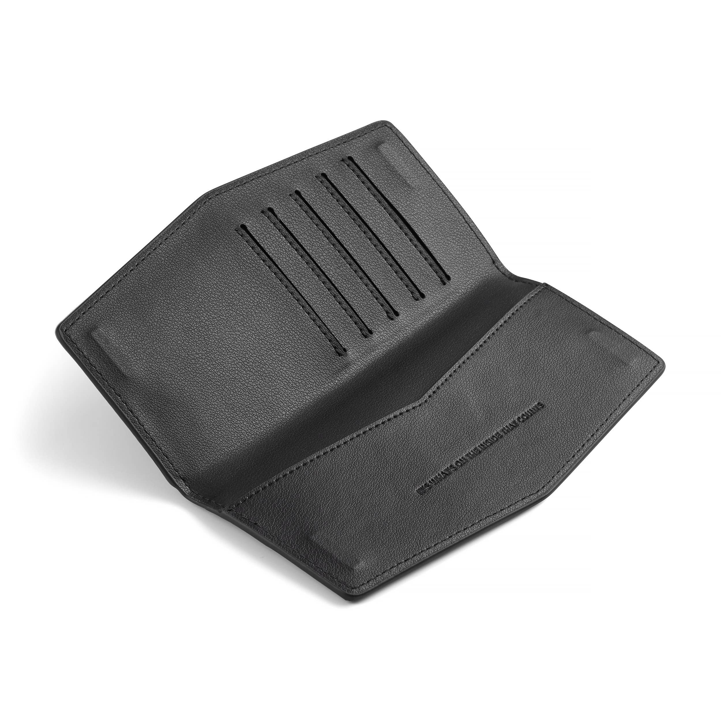 Black Fox & Leo Swallet wallet with sleek design and compact size, featuring multiple card slots and a secure closure.