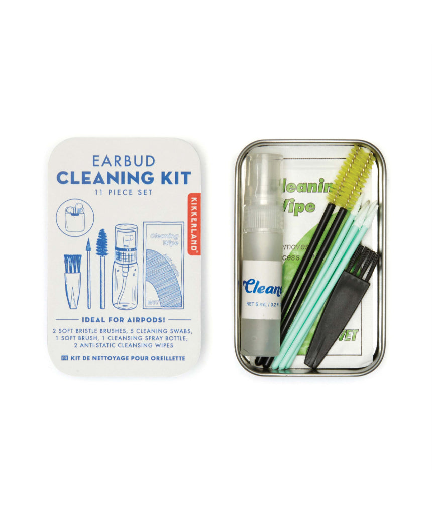 isAlbi earbud cleaning kit for tech devices, featuring brushes and tools for safe, effective earbud maintenance and hygiene.