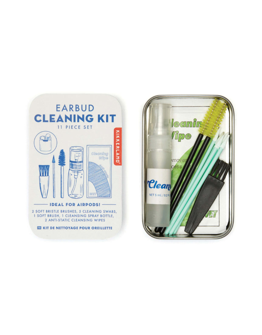 isAlbi earbud cleaning kit for tech devices, featuring brushes and tools for safe, effective earbud maintenance and hygiene.