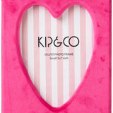 Kip & Co Desert Pink Heart velvet picture frame with soft pink and heart design, perfect for decorative photos.