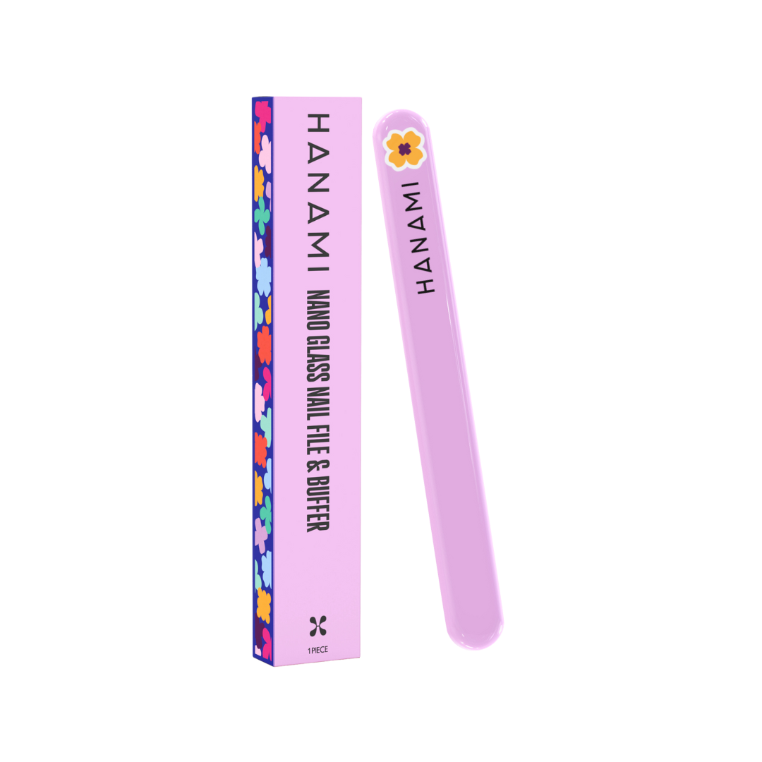 Hanami Nano Glass Nail File and Buffer, clear and smooth with a sleek design for gentle nail shaping and polishing.