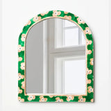 Jones & Co Paradis Green Floral Mirror featuring a decorative frame with vibrant green floral design and reflective glass surface.