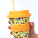 Chino Club Digger Baby Chino Cup 4oz, kids' drinking cup with colorful design and sturdy handle for little hands.