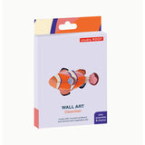 Studio Roof Clownfish wall art decor in packaging, vibrant orange and white clownfish illustration for home decoration.
