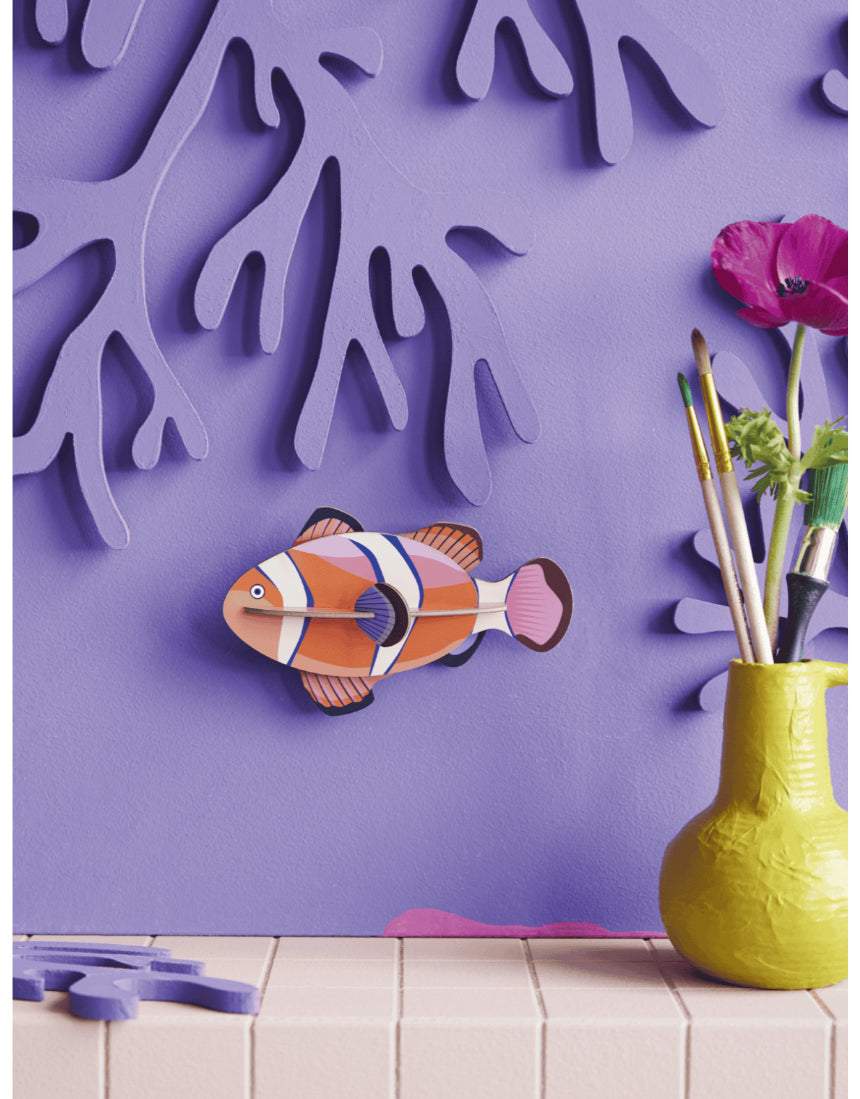 Studio Roof wall decor featuring a vibrant clownfish illustration, perfect for adding colorful marine life to your space.