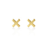 Gold Linda Tahija cross stud earrings featuring small, sleek cross-shaped design on classic stud earrings.