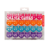 Set of 24 reusable cat ice cubes by isAlbi, showing clear silicone molds filled with water for keeping cats cool.