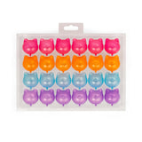 Set of 24 reusable cat ice cubes from isAlbi, showing clear silicone molds filled with water for keeping cats cool.